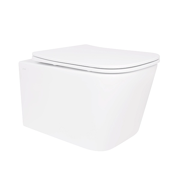 Унитаз подвесной Crow Rimless 485х340х330 мм, White, с сиденьем Slim Duroplast/ Soft-close/ Quick Release QT05335171RW Qtap