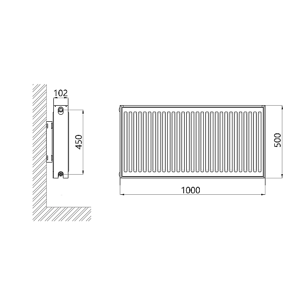 Радиатор стальной Thermo Alliance IMAS 22 тип 500х1000 боковое подключение 1914 Вт - Фото - 2