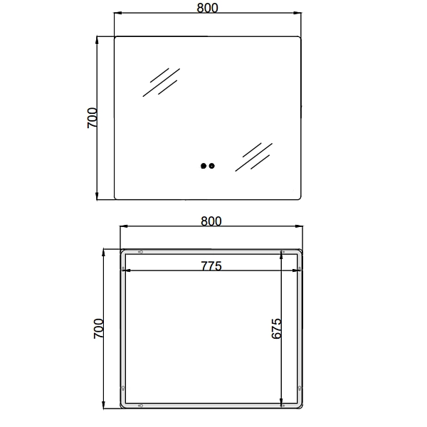 Дзеркало Qtap Taurus (TA2) 800×700 мм з LED-підсвічуванням Touch, з антизапотіванням, з димером, рег. темп. кольору (3000-6500K) QTTAU70070048955 - Фото - 2