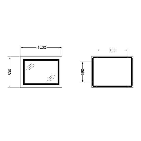 Зеркало Lidz Kubis (KU1) 1200х800 с LED-подсветкой Touch, с антизапотеванием, с диммером, рег. яркости LDKUB120080049008 - Фото - 2