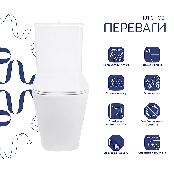 Унитаз напольный Qtap Stork Ultra Quiet 630×350×805 мм с сиденьем Soft-close, White QTSTO27W49260 - Фото - 3