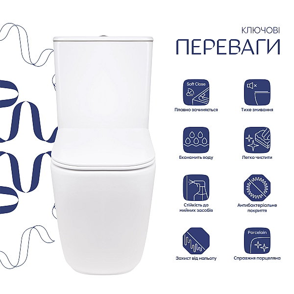 Унитаз напольный Qtap Aquarius Ultra Quiet 620×355×790 мм с сиденьем Soft-close, White QTAQAW27W49262 - Фото - 3