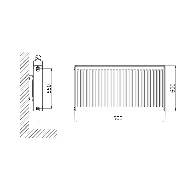 Радіатор сталевий Thermo Alliance IMAS 11 тип 600х500 бічне підключення 613 Вт - Фото - 2
