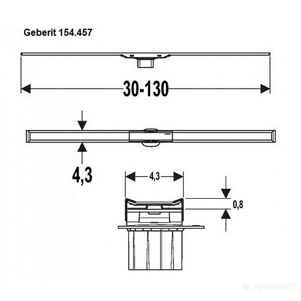 154.451.KS.1 CleanLine20 Кришка душового канала, L30-130см (1 сорт)