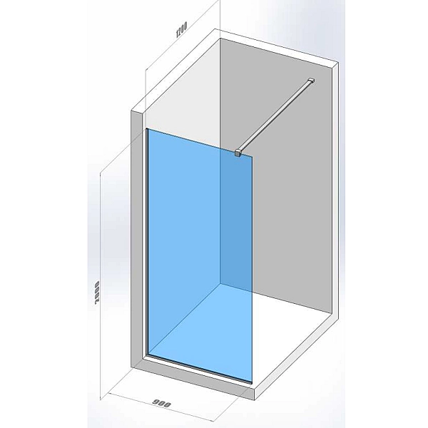 DSN90200 Style New Душове огородження Walk-In 900x2000, хром (1 сорт) - Фото - 2