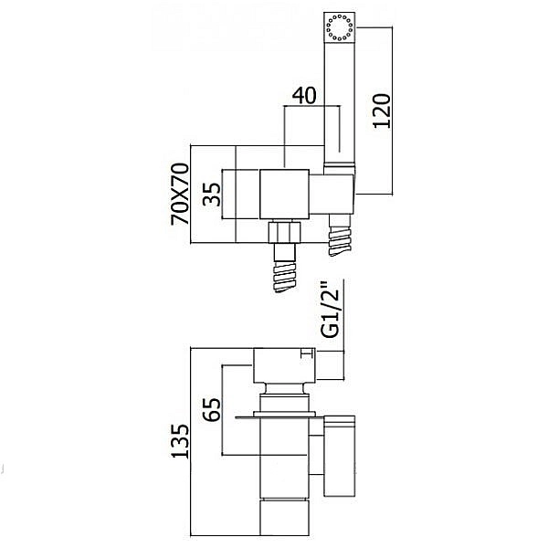 ZDUP112CR  TWEET SQUARE MIX Tondo Набір гігієнічного душу, хром (1 сорт) - Фото - 2
