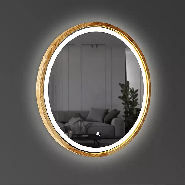 Perfection Slim Дзеркало з підсвіткою LED дуб натуральний 650мм (аурна,фронтальна,сенсорна) (1 сорт) - Фото - 4