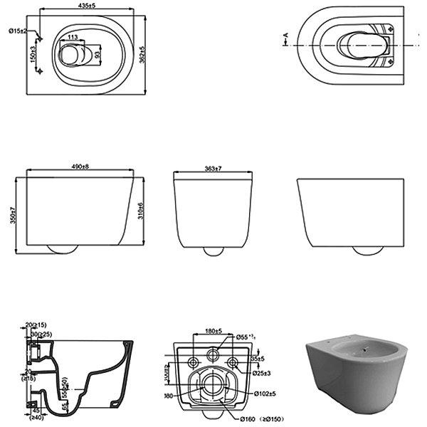 320150 STYLE Унітаз підвісний безобідковий з кришкою soft close, Vortex Flush (1 сорт) - Фото - 6