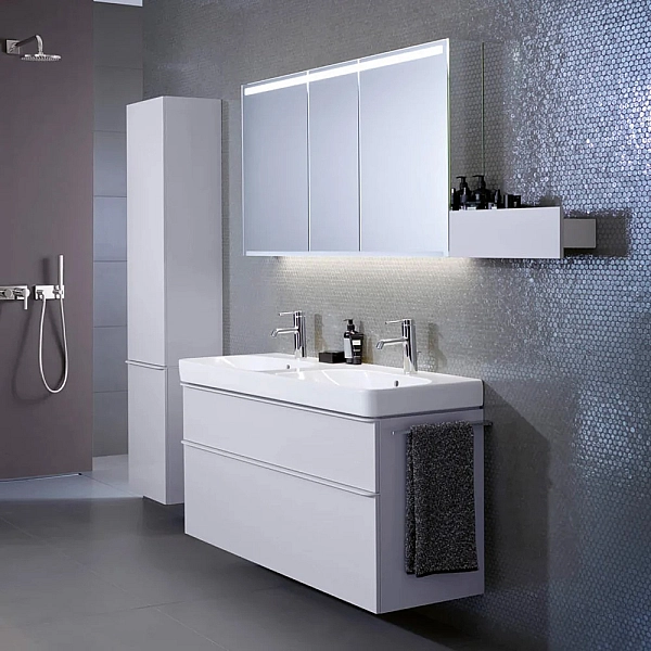 500.223.01.1 Geberit Smyle Умивальник меблевий 120см, 2 чаші, з 2 отворами під зміш., колір білий глянець (1 сорт) - Фото - 6
