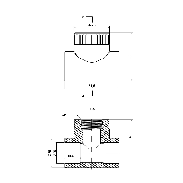 Трійник PPR Thermo Alliance 25х3/4"х25 ВР - Фото - 2