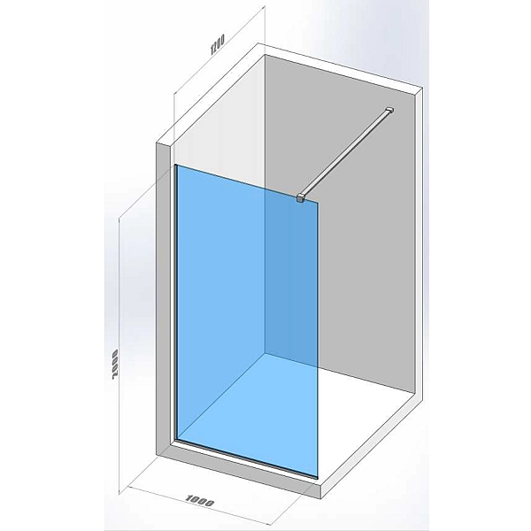 DSN100200 Style New Душове огородження Walk-In 1000x2000, хром (1 сорт) - Фото - 2