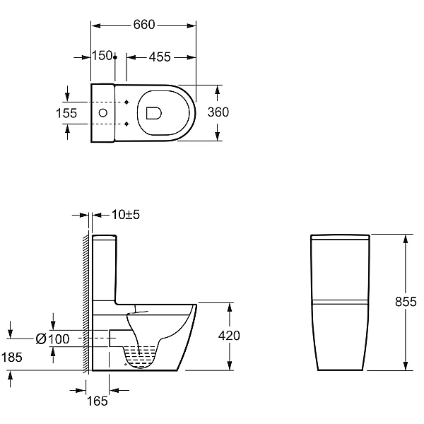 3010510 DO IT Компакт безобідковий з кришкою soft-close, Vortex Flush, білий глянець (1 сорт) - Фото - 2