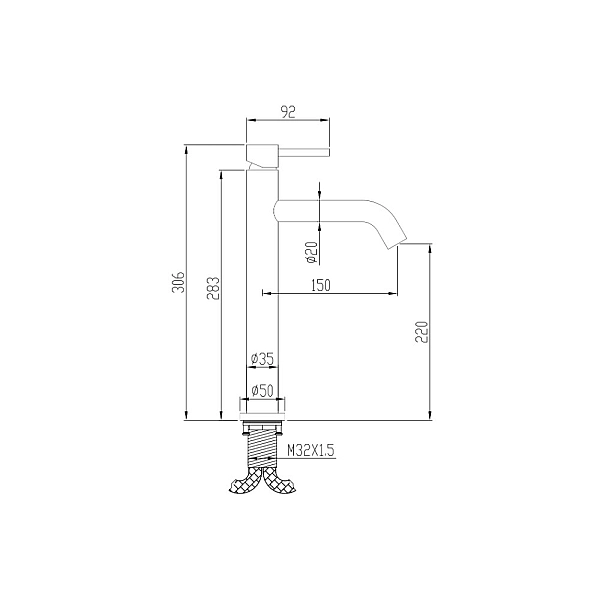 550536N Flow Змішувач д/раковини, високий, brushed nickel (1 сорт)