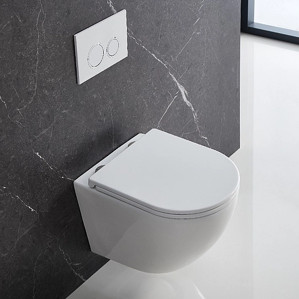 DFL0460111W Flow Унітаз підвісний 495*365*365mm з кришкою soft-close, Vortex Flush, білий глянець (1 сорт) - Фото - 11