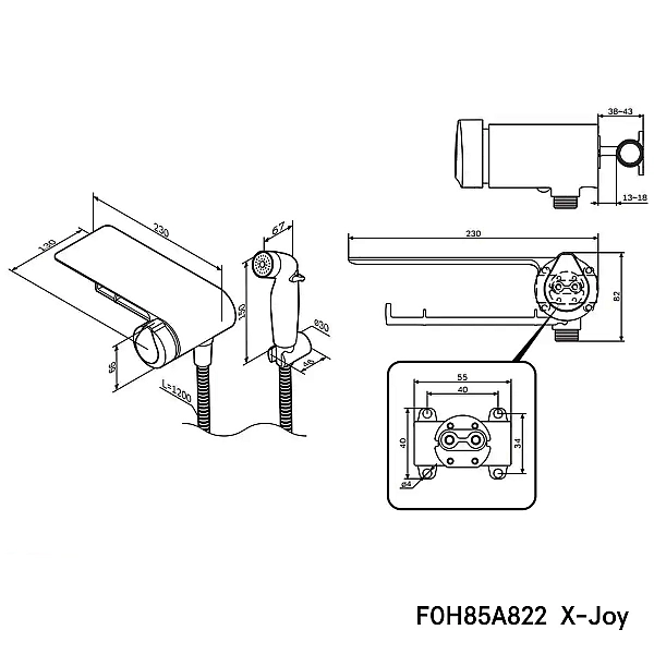 F0H85A822 X-Joy TouchReel, гіг набір зі зм-ем д/душ з полиц, трим туал.папер, гіг.душ,тримач, чорний мат (1 сорт) - Фото - 8