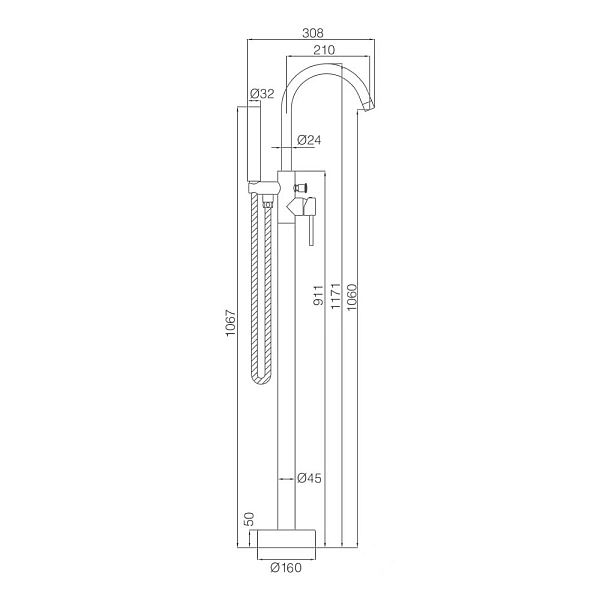 550538N Flow Змішувач для ванни з підлоги, brushed nickel (1 сорт) - Фото - 2