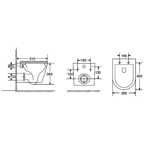 DCA0530111W Calma Унітаз підвісний 515x355x365mm з кришкою soft-close, Vortex Flush, білий глянець (1 сорт) - Фото - 6