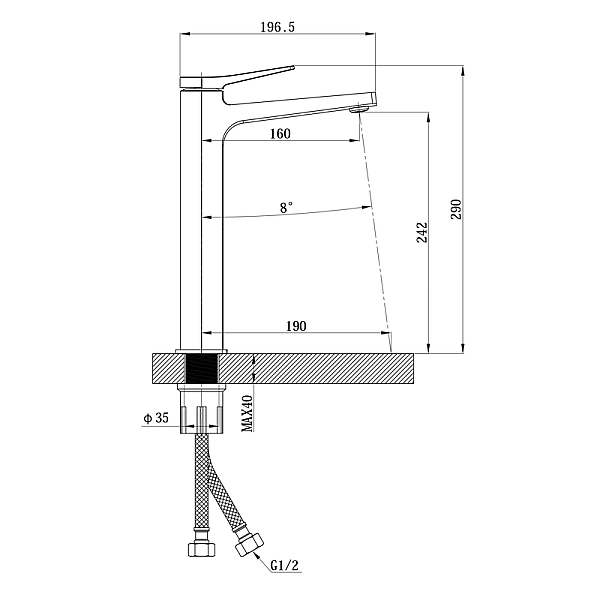 Змішувач для умивальника Mixxus Premium Degas 001 (NUT) HIGH (MI8246) - Фото - 7