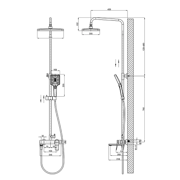 Душова колона зі змішувачем Mixxus Premium Degas 009-J (MI8250) - Фото - 3