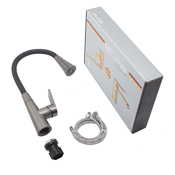 Змішувач для кухні Mixxus Premium Matis 011-T (NUT) Graphite Refl.Black (Колір граф.+сил.вилив чорн) (MI8268) - Фото - 4