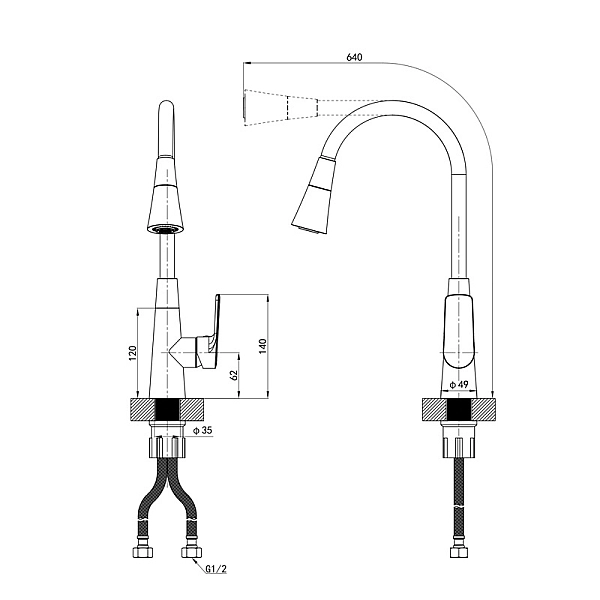 Змішувач для кухні Mixxus Premium Matis 011-T (NUT) Refl.Gray (Колір хром+силік.вилив сірий) (MI8267) - Фото - 6