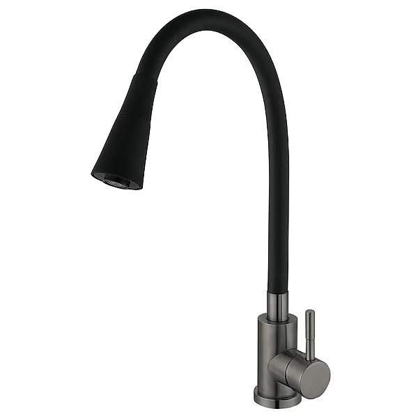Змішувач для кухні Mixxus SEO-011-T Graphite Refl.Black з нерж.сталі SUS304 (Кол.графіт+сил.вилив чорний) (MI8434)