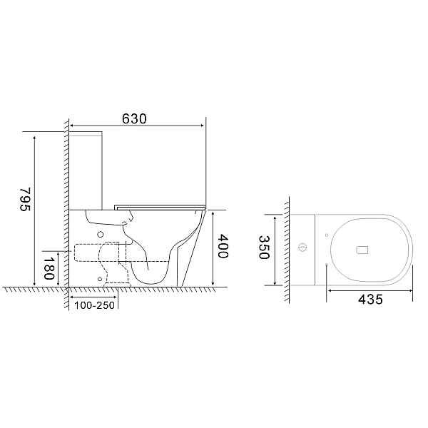 Унітаз-компакт Mixxus BEVEL-0407-T1 630х350х795mm, система змиву TORNADO 1.0 (MI6690) - Фото - 3