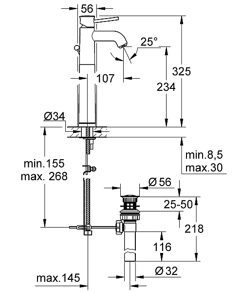 Змішувач на стільницю для раковини XL-розміру Grohe BauClassic (32868000) - Фото - 3