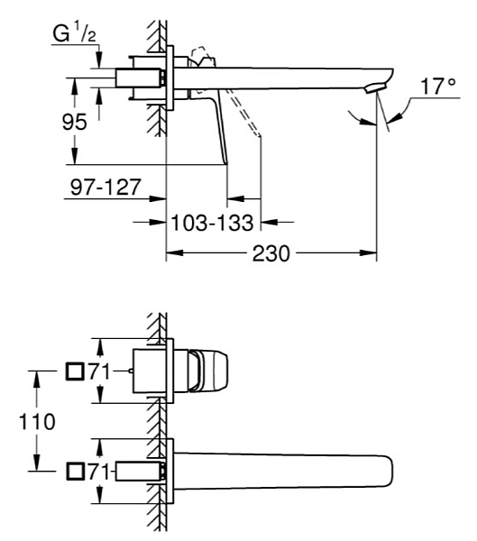Змішувач для раковини Grohe Cubeo на 2 отвори L-розміру (1017892430) - Фото - 2