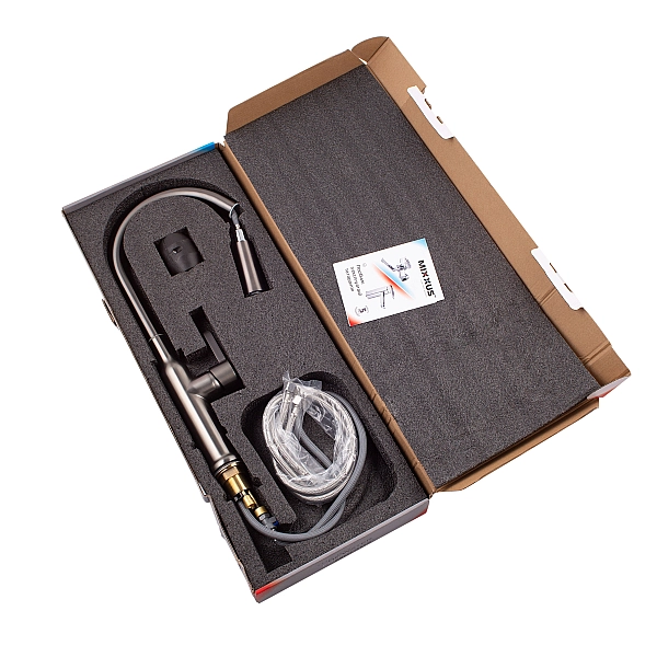 Змішувач для кухні з висувним виливом Mixxus Premium PULL 014 GRAPHITE (MI6959) - Фото - 3