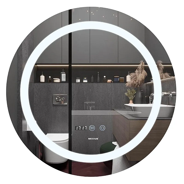 Дзеркало Mixxus PLAIN MC02-80 з Led Touch, Anti-fog, димером, регулятором яскравості, годинником (MI6931)