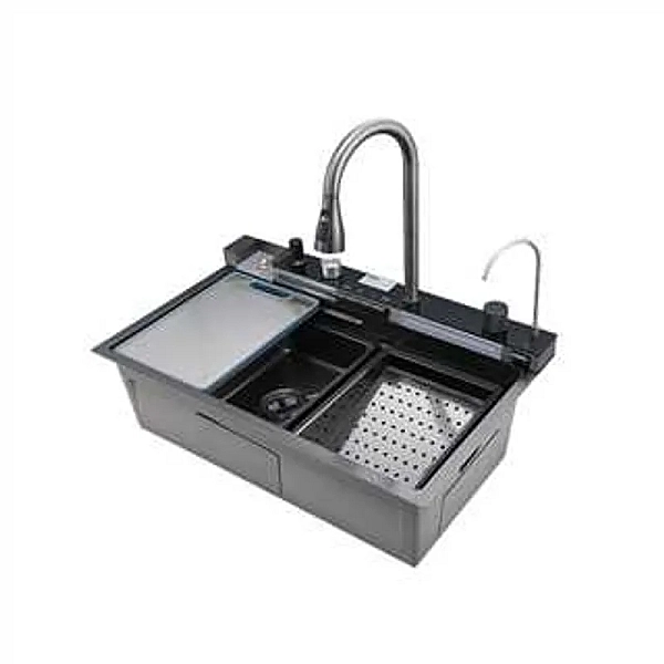 Мийка багатофункціональна Mixxus MH7546-SET-06 Decor Graphite з вбудованим змішувачем з нерж. сталі (MI8464)
