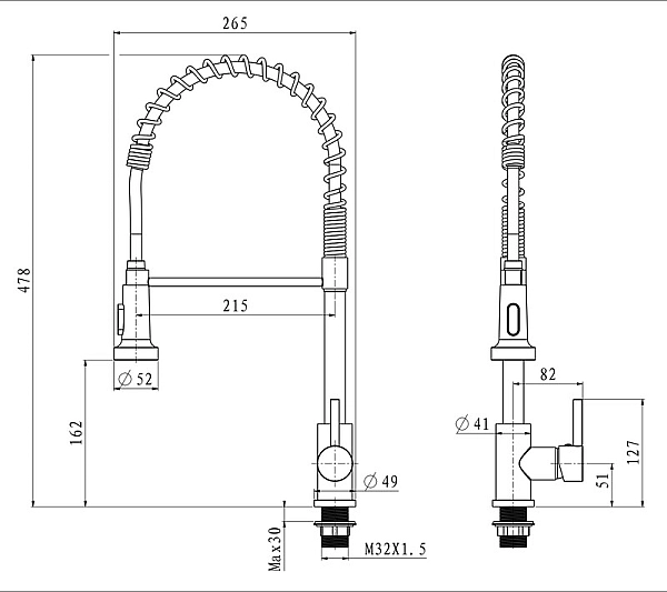 Змішувач для кухні з виливом пружина Mixxus Premium SPRING 017 GRAPHITE (MI6952) - Фото - 5
