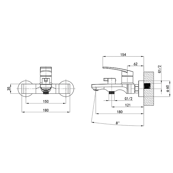 Змішувач для ванни Mixxus Premium Lazar 009 (EURO) (MI8271) - Фото - 7