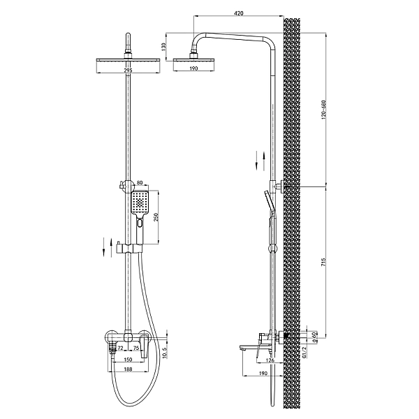 Душова колона зі змішувачем Mixxus Premium Rubens 009-J (MI8255) - Фото - 5