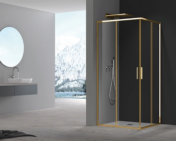 Душова кабіна без піддону Koer SR SC10-90x90x195-TR-12 прозоре скло Easy Clean 6мм, матове золото (KR5943) - Фото - 5