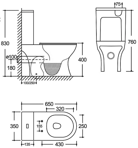 Унітаз-компакт Mixxus WAVE-0402-T3 650x350x830mm система змиву TORNADO 3.0 (MI7037) - Фото - 4