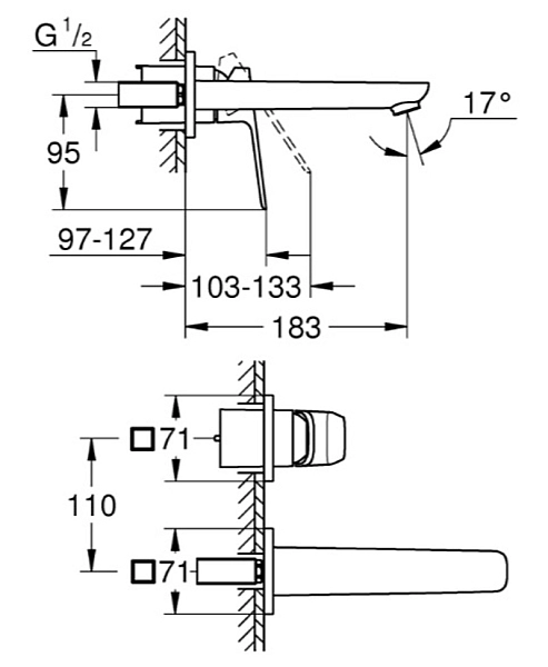 Змішувач для раковини Grohe Cubeo на 2 отвори M-розміру (1017880000) - Фото - 2
