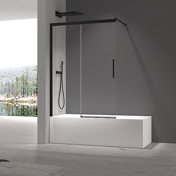 Шторки скляні на ванну розсувні Koer SR BS06-120x150-TR-07 прозоре скло Easy Clean 6мм, графіт (KR5947) - Фото - 10