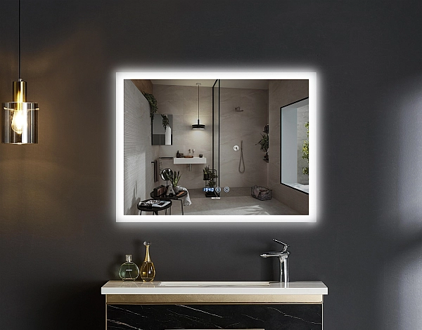 Дзеркало Mixxus FLAT MR04-100x80 з Led Touch, Anti-fog, димером, регулятором яскравості, годинником (MI6927) - Фото - 8