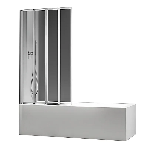 Шторки скляні на ванну складні Koer SR BS07-80x140-TR-01 прозоре скло Easy Clean 4мм, хром (KR5948)