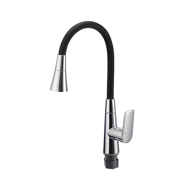 Змішувач для кухні Mixxus Premium Matis 011-T (NUT) Refl.Black (Колір хром+силік.вилив чорний) (MI8266) - Фото - 3