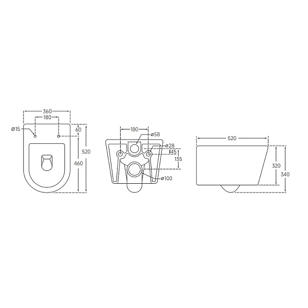 Унітаз підвісний Mixxus BEVEL-0302-R 520x360x365mm, система змиву RIMLESS (MI6709) - Фото - 2