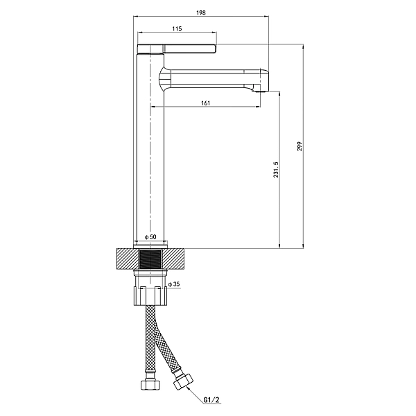 Змішувач для умивальника Mixxus Premium Verdi 001 (NUT) HIGH (MI8241) - Фото - 2