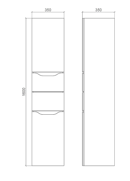 "Амелія" Пенал навісний 1600/350/350 білий Лв - Фото - 3