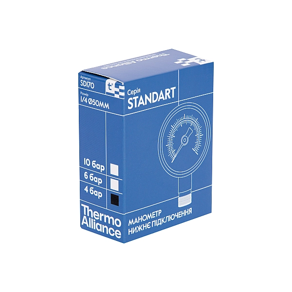 Манометр Thermo Alliance Standart 50 мм 1/4", нижнє підмикання SD1704B - Фото - 7