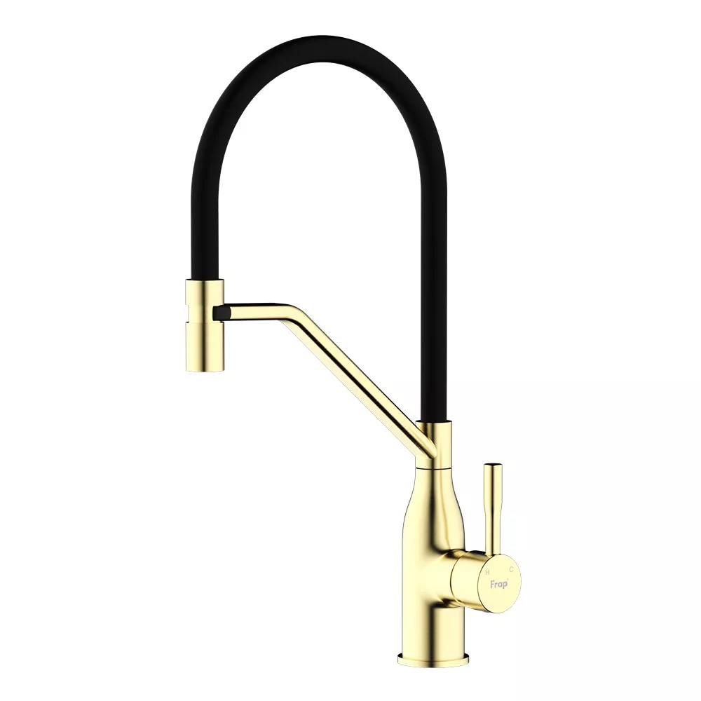 ухня одноваж. силікон. вилив лат. корп. гайка карт.90° Ø35 (сатин золотой)