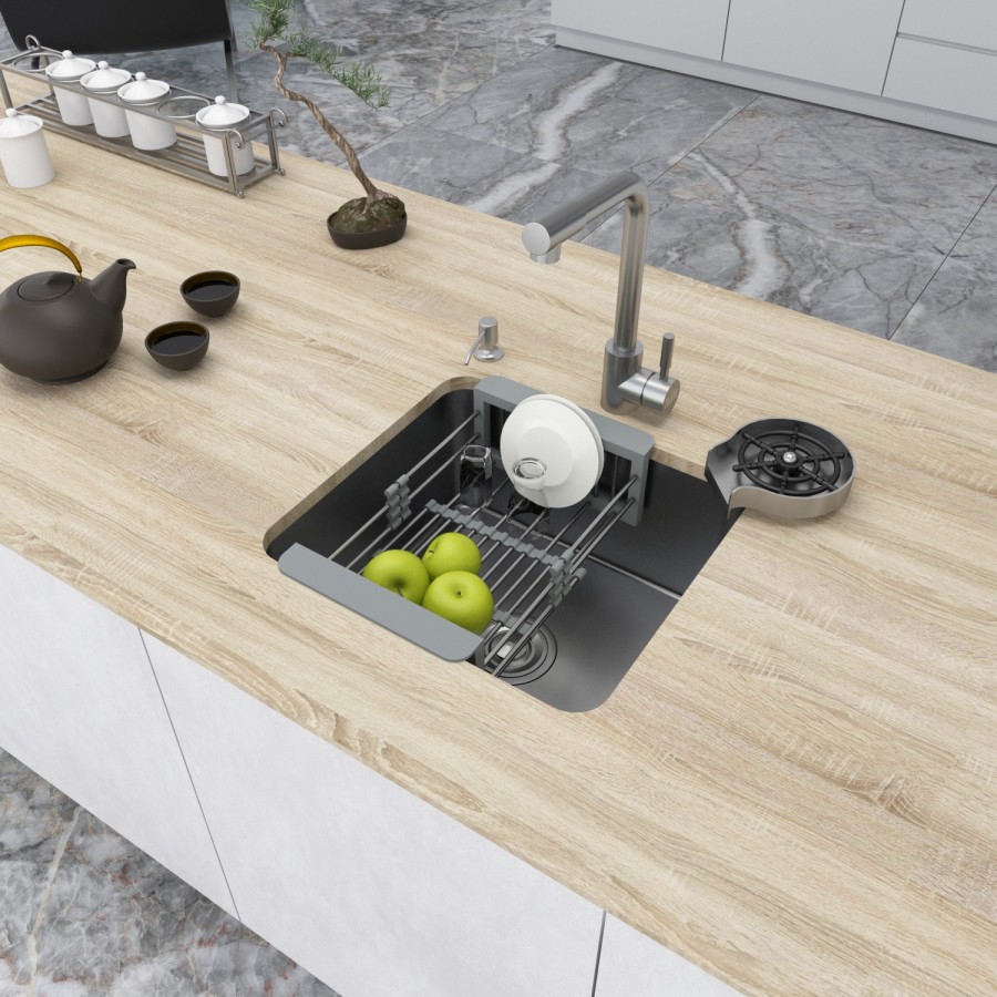 Мийка кухонна з нержавіючої сталі 45 см під стільницю Nett NS-4643 - Фото - 2