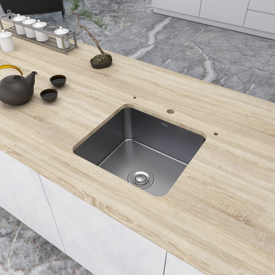 Мийка кухонна з нержавіючої сталі 45 см під стільницю Nett NS-4643 - Фото - 3