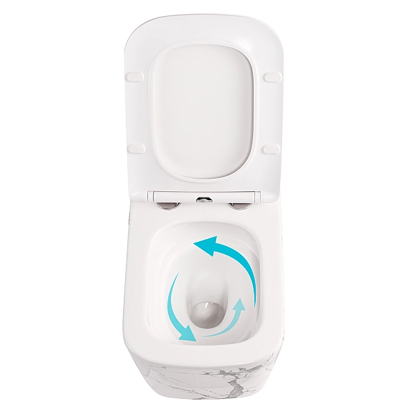 Унітаз підвісний Tern Ultra Quiet 490×365×325 мм, Marble, з сидінням Slim Duroplast / Soft-close / Quick Release QT17332303ASMR Qtap - Фото - 6